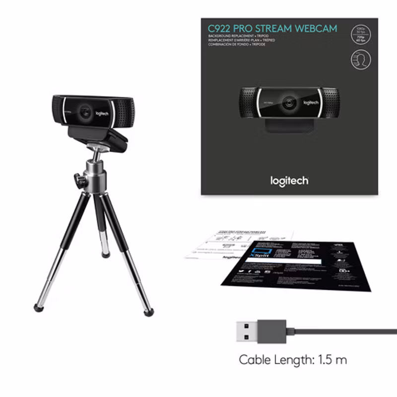 Logitech C922 Pro Stream webbkamera - svart