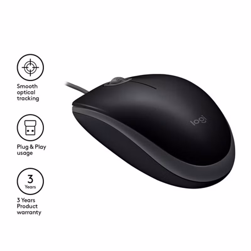 Logitech B110 Silent Mus Svart