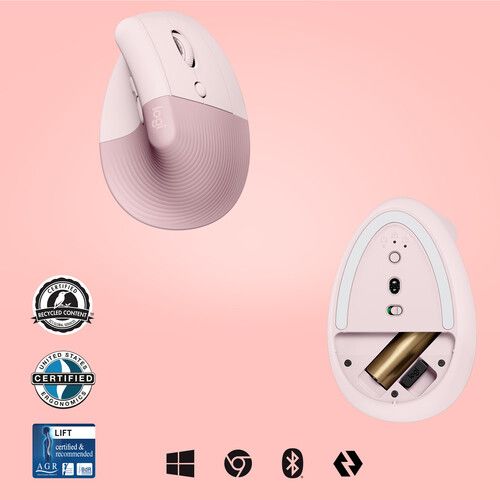 Logitech Lift Vertical Ergonomic Mouse Pink