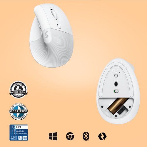 Logitech Lift Vertical Ergonomic Mouse White/Grey