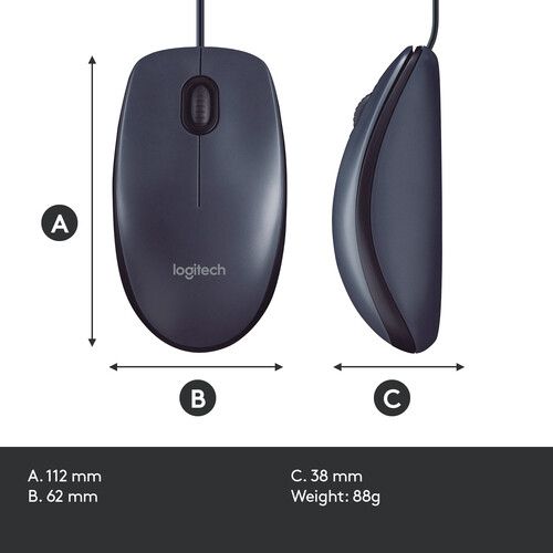 Logitech M100 Trådbunden Mus Svart