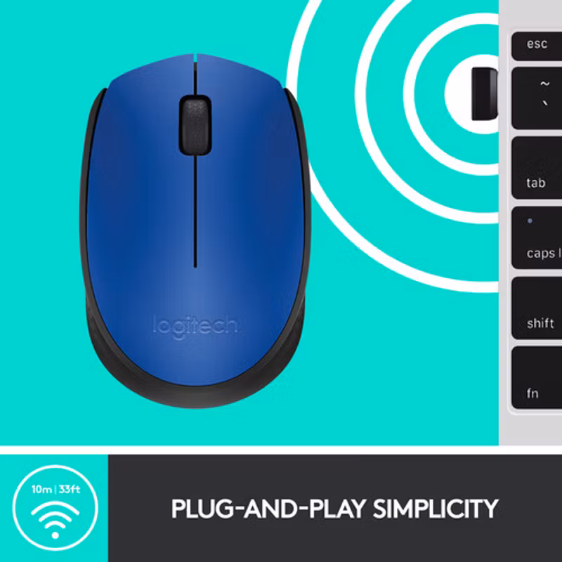 Logitech M171 trådlös mus blå