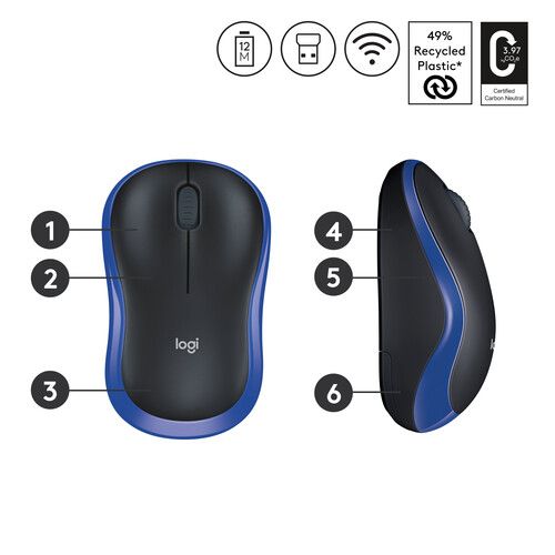 Logitech Trådlös Mus M185 Blå