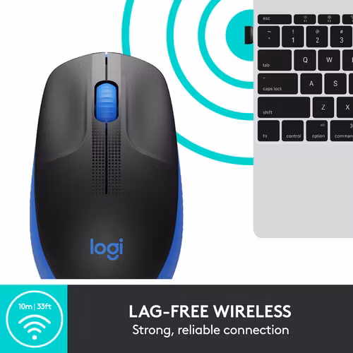 Logitech M190 mouse RF Wireless Optical Svart/Blå