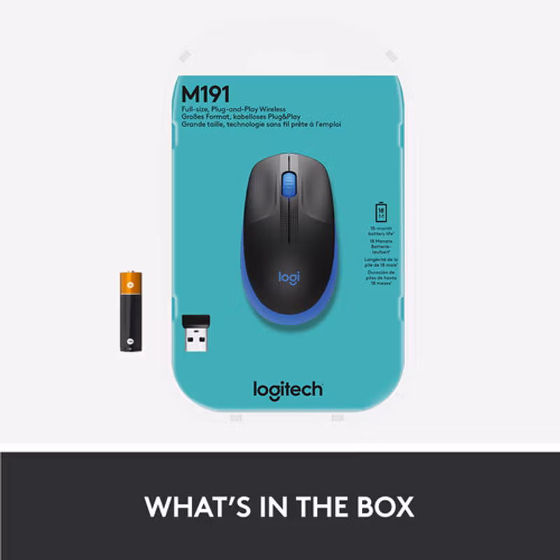 Logitech M190 mus RF trådlös optisk 1000 DPI för både vänster- och högerhänta