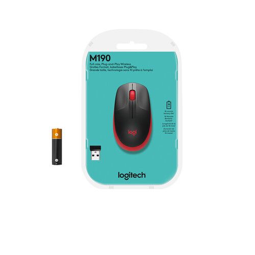 Logitech M190 mouse RF Wireless Optical Röd