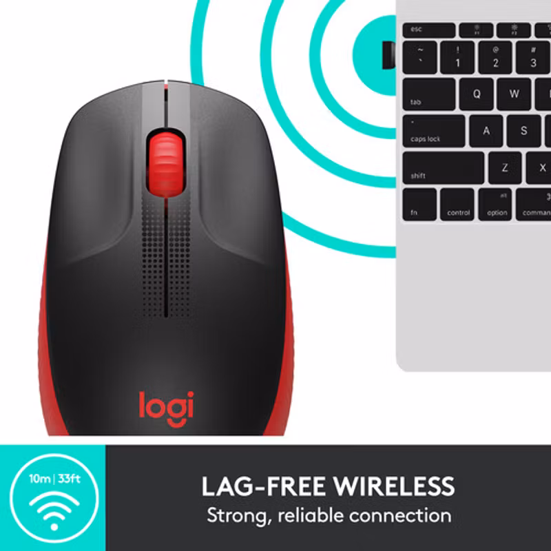 Logitech M190 mouse RF Wireless Optical Röd