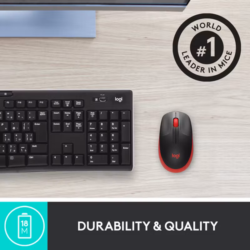 Logitech M190 mouse RF Wireless Optical Röd