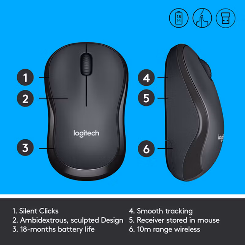 Logitech M220 Silent Mouse Black