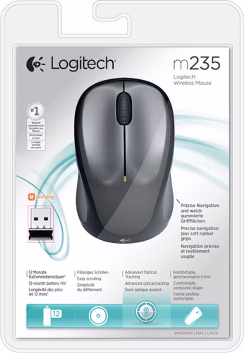 Logitech M235 trådlös - svart/grå