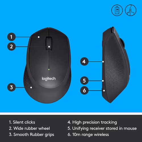 Logitech M330 Silent Plus Mouse Noiseless Black