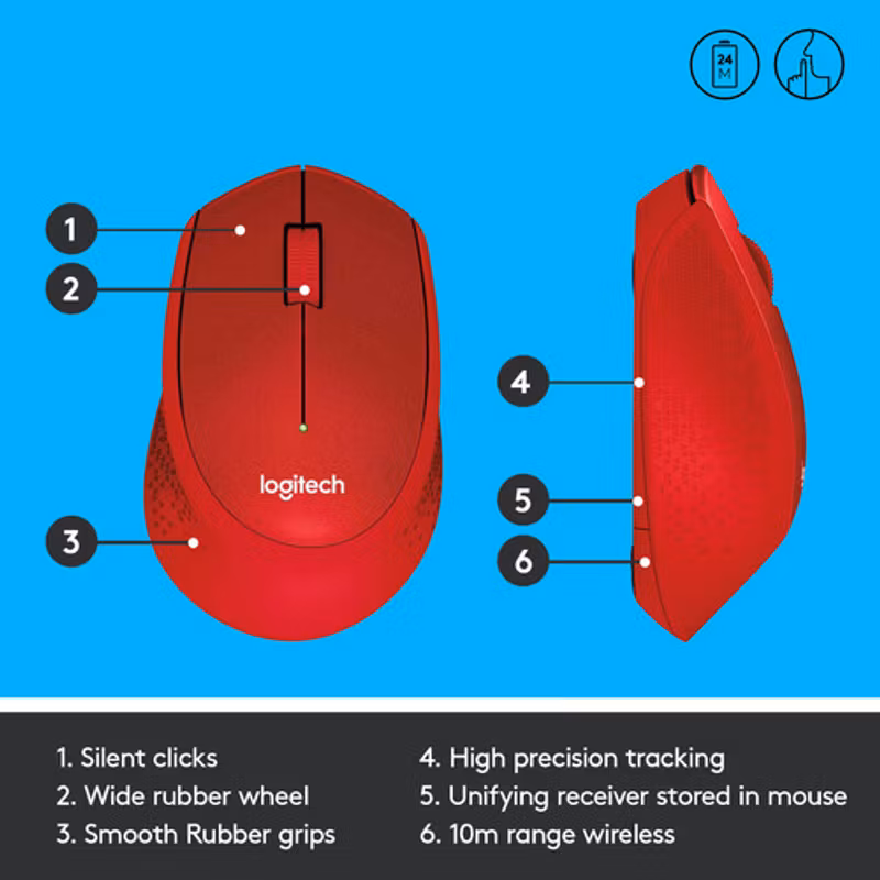 Logitech M330 Silent Plus mouse Red