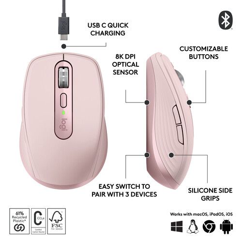 Logitech MX Anywhere 3S mouse Pink