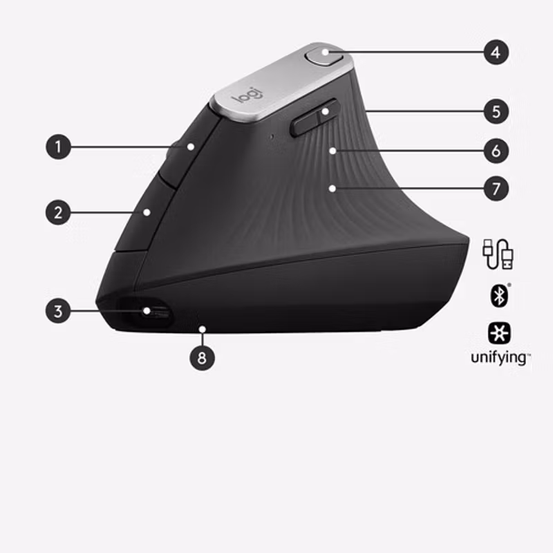 Logitech MX Vertical Wireless Mus Svart