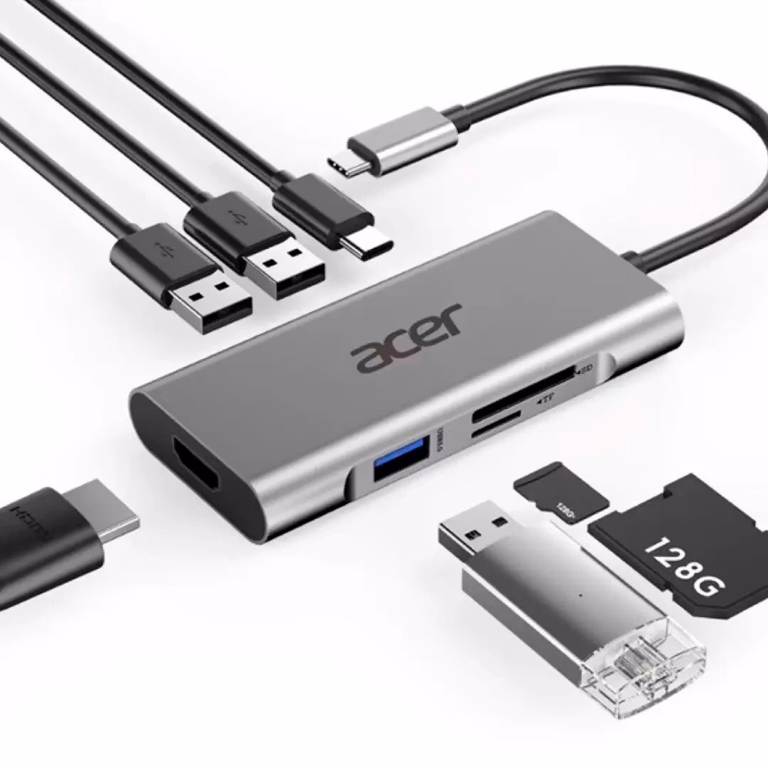 Acer 7-in-1 Mini Dock, docking station (silver, HDMI, USB-A, USB-C)