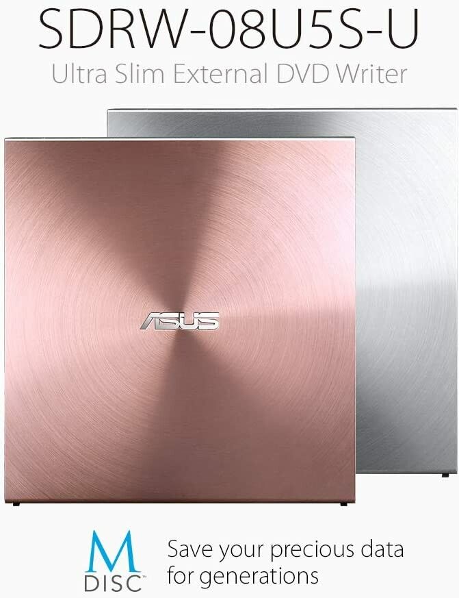 Asus SDRW-08U5S-U External DVD Writer (Rose Gold, USB 2.0, M-DISC)