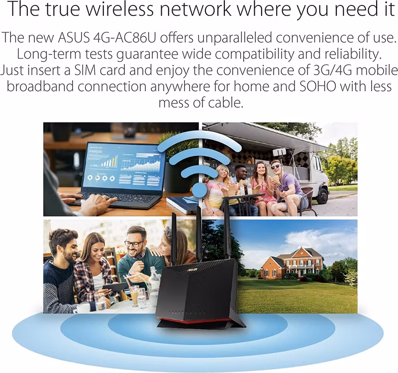 ASUS 4G-AC86U Trådlös Router Svart