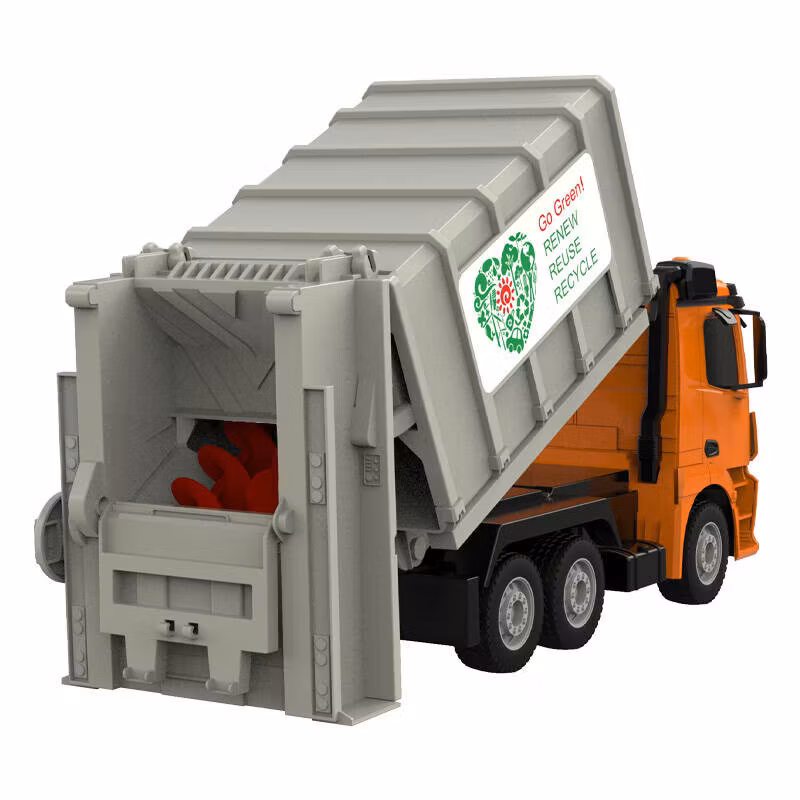Remote control RC garbage truck 1:26 Double Eagle ( orange) Mercedes-Benz Antos E676-003