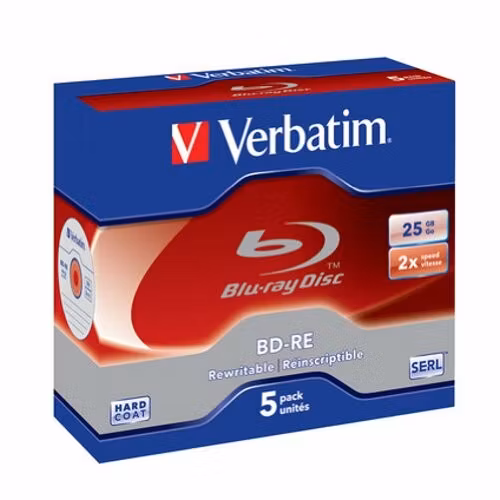 BD-RE 2x JC 25GB Verbatim white Blue 5 pieces