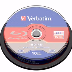 BD-RE 2x CB 25GB Verbatim white Blue 10 pieces