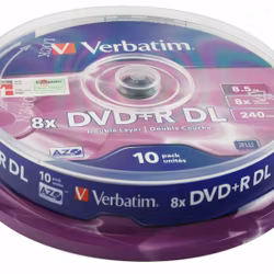 DVD+DL 8x CB 8,5GB Verbatim silverS 10 pieces