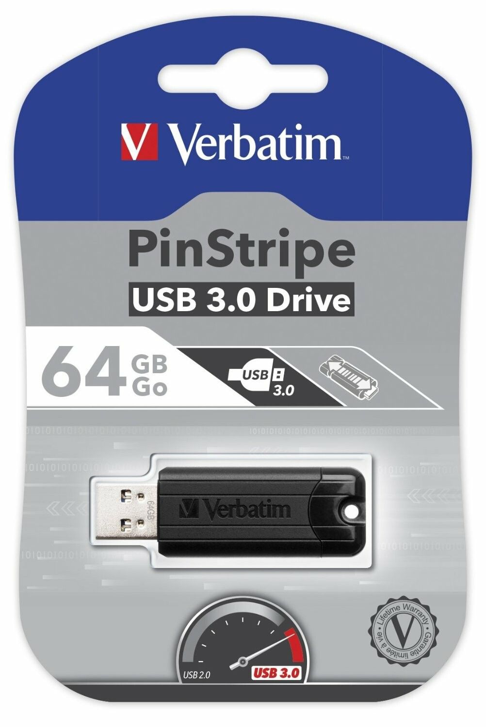 Verbatim Verbatim Store 'n' Go PinStripe black 64GB, USB 3.0 (49318)