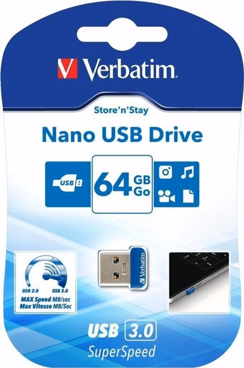 Verbatim NANO USB Drive 64 GB USB stick (blue)