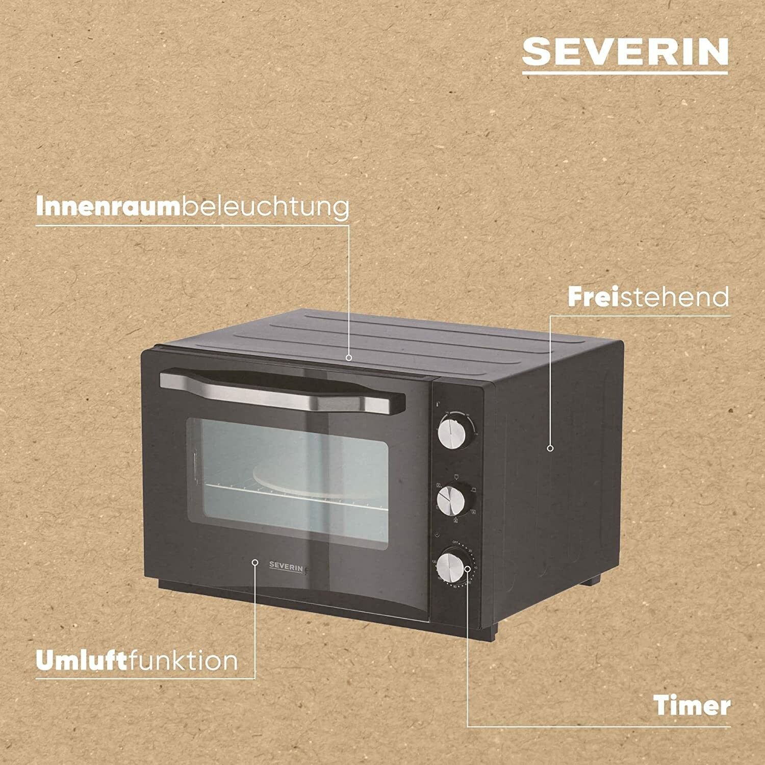 Severin TO 2073 Bordsugn 60 liter med varmluft Svart