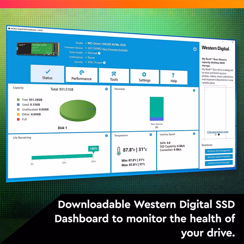 WD Green SN350 NVMe SSD SSD WDS200T3G0C 2TB M.2 PCI Express 3.0 x4 (NVMe)