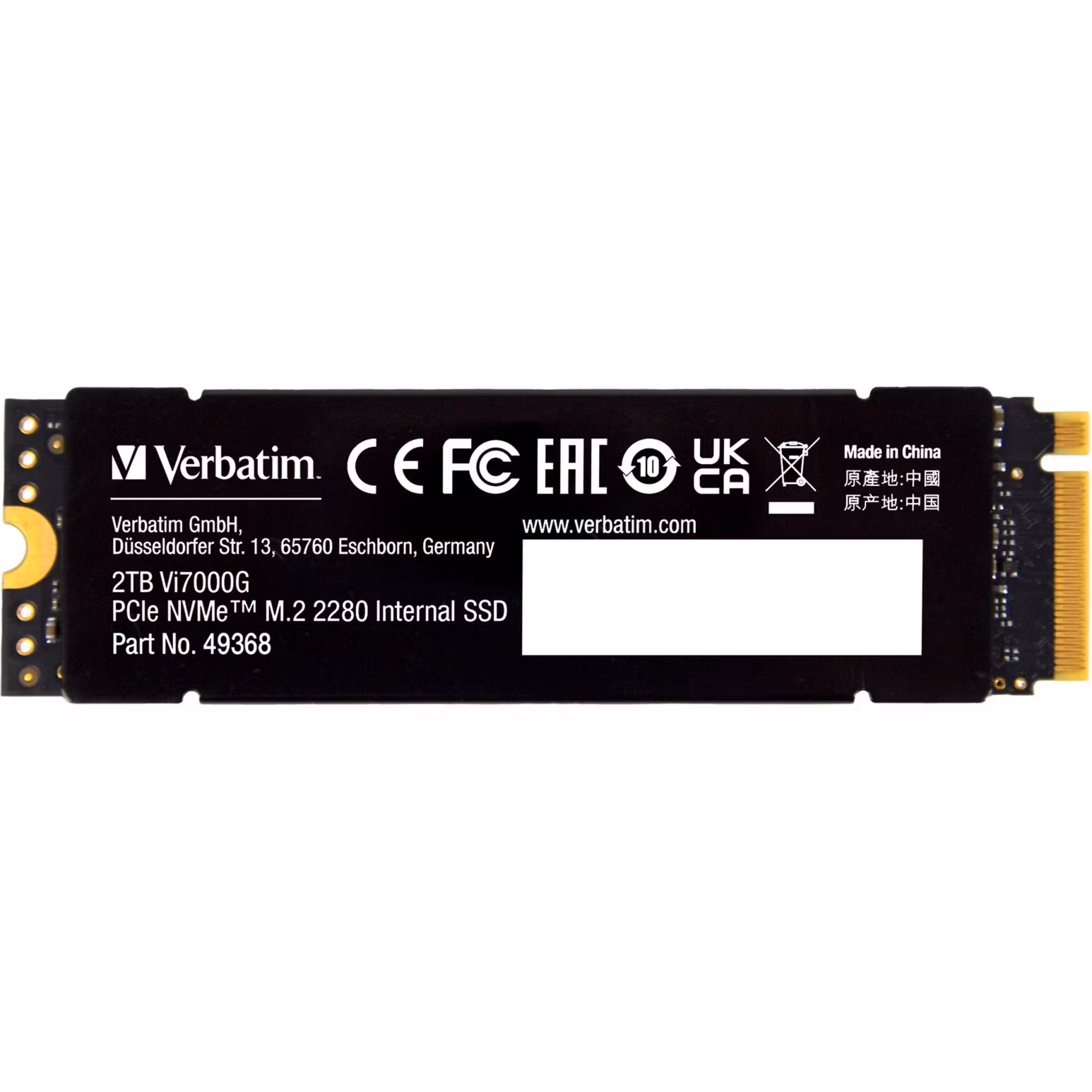 Verbatim Vi7000G 2 TB, SSD (black, PCIe 4.0 x4, NVMe, M.2 2280, heatsink)