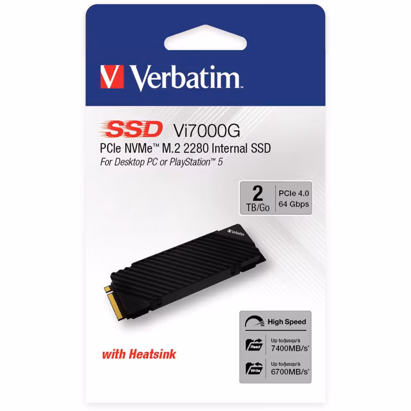 Verbatim Vi7000G 2 TB, SSD (black, PCIe 4.0 x4, NVMe, M.2 2280, heatsink)