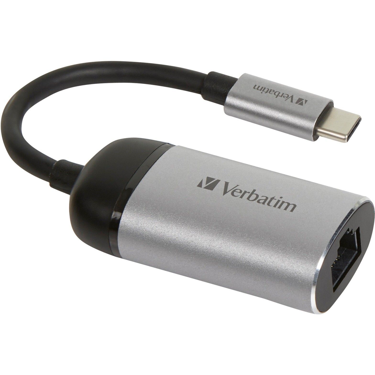 Verbatim USB 3.2 Gen 1 adapter, USB-C male > RJ-45 female (silver/black, 10cm, Gigabit LAN 10/100/1,000 Mbit/s)