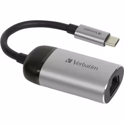 Verbatim USB 3.2 Gen 1 adapter, USB-C male > RJ-45 female (silver/black, 10cm, Gigabit LAN 10/100/1,000 Mbit/s)