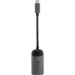 Verbatim USB 3.2 Gen 1 adapter, USB-C male > RJ-45 female (silver/black, 10cm, Gigabit LAN 10/100/1,000 Mbit/s)