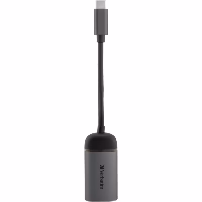 Verbatim USB 3.2 Gen 1 adapter, USB-C male > RJ-45 female (silver/black, 10cm, Gigabit LAN 10/100/1,000 Mbit/s)
