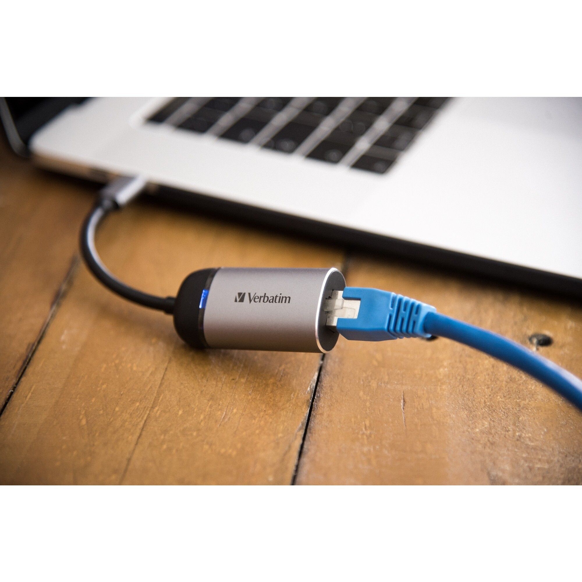Verbatim USB 3.2 Gen 1 adapter, USB-C male > RJ-45 female (silver/black, 10cm, Gigabit LAN 10/100/1,000 Mbit/s)