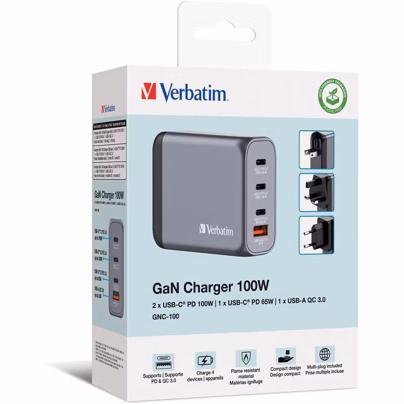 Verbatim GNC-100 GaN Charger 1xUSB-C 100W