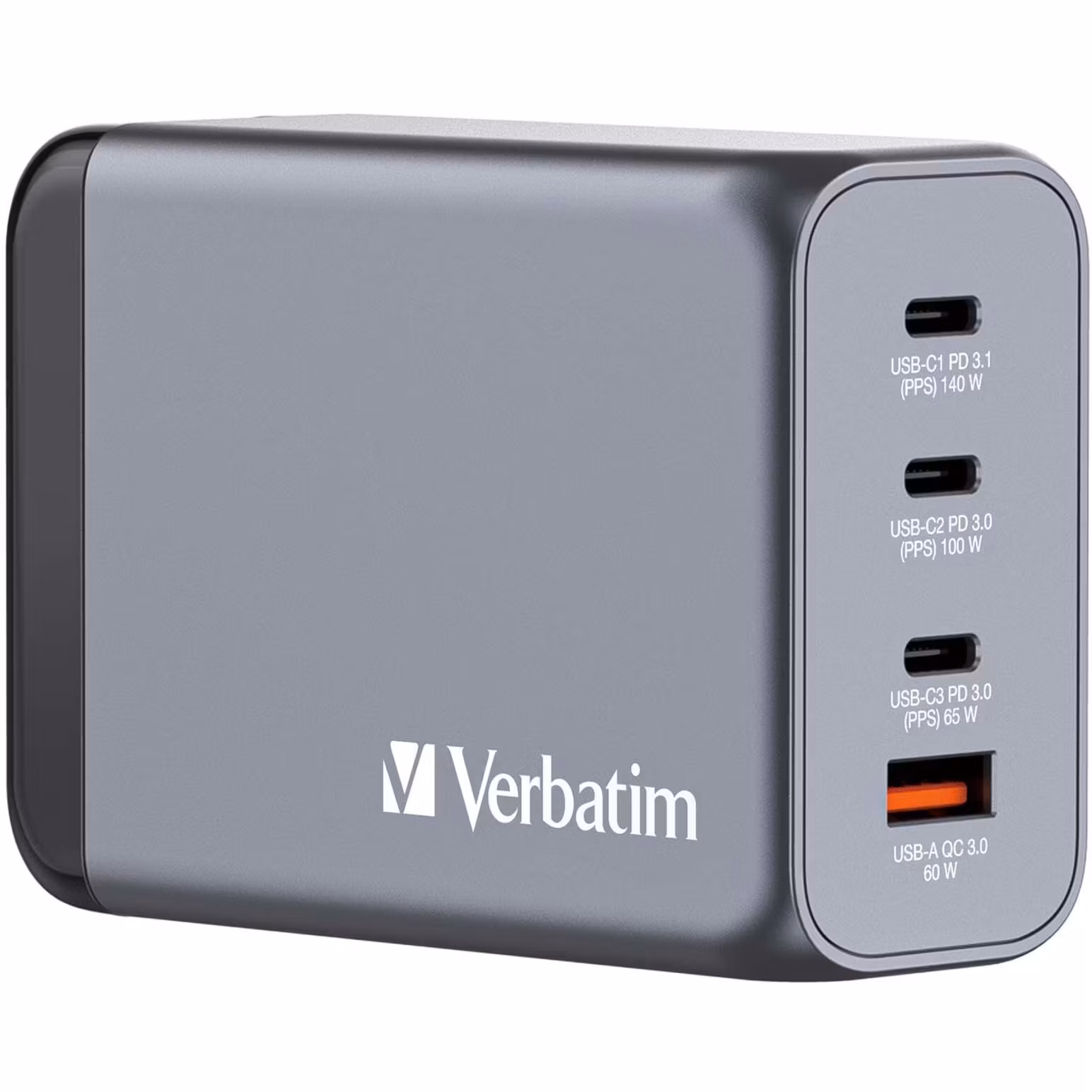 Verbatim Verbatim GaN charger 240W, 1x USB-A, 3x USB-C (grey, PD 3.0, QC 3.0)