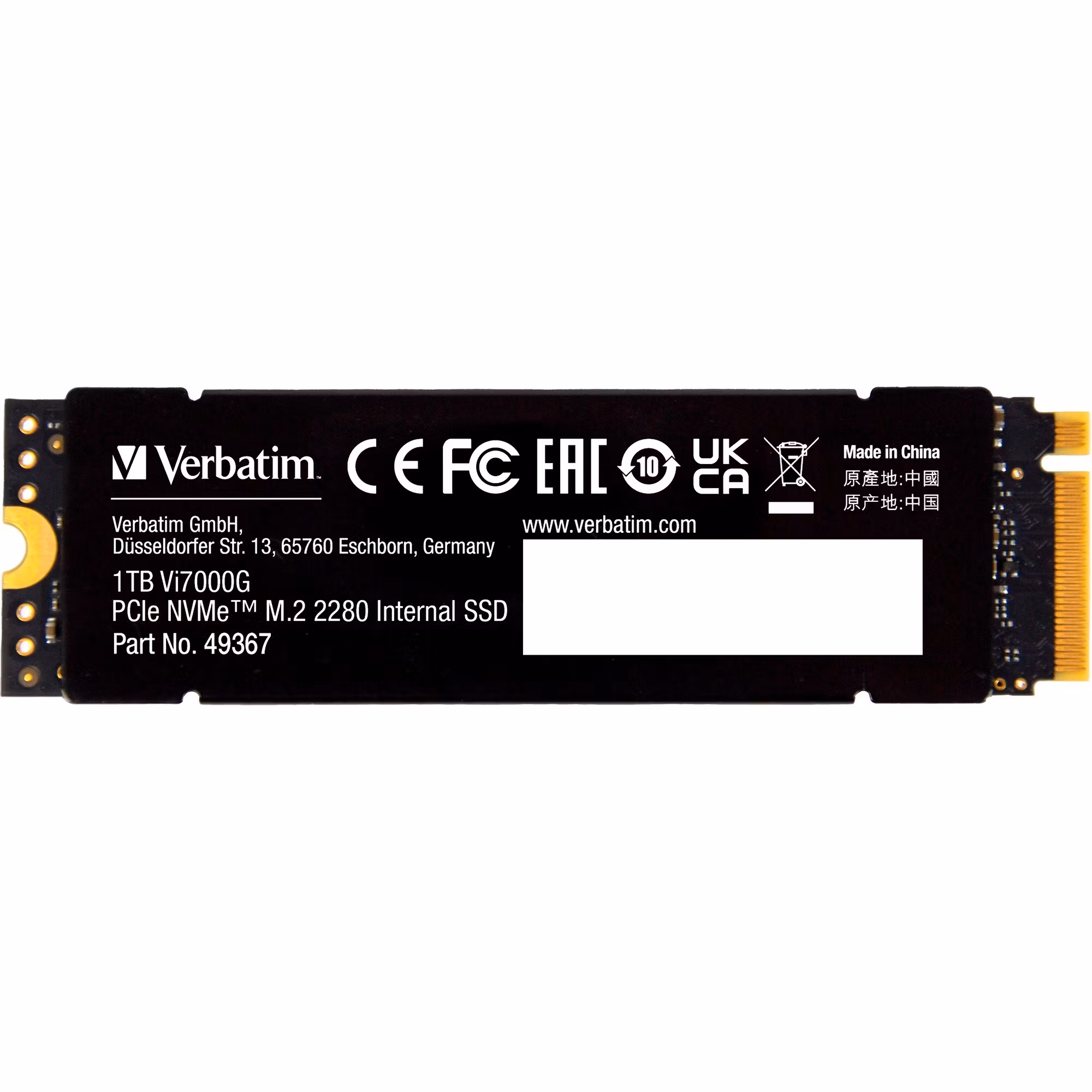 Verbatim Vi7000G 1 TB, SSD (black, PCIe 4.0 x4, NVMe, M.2 2280, heatsink)