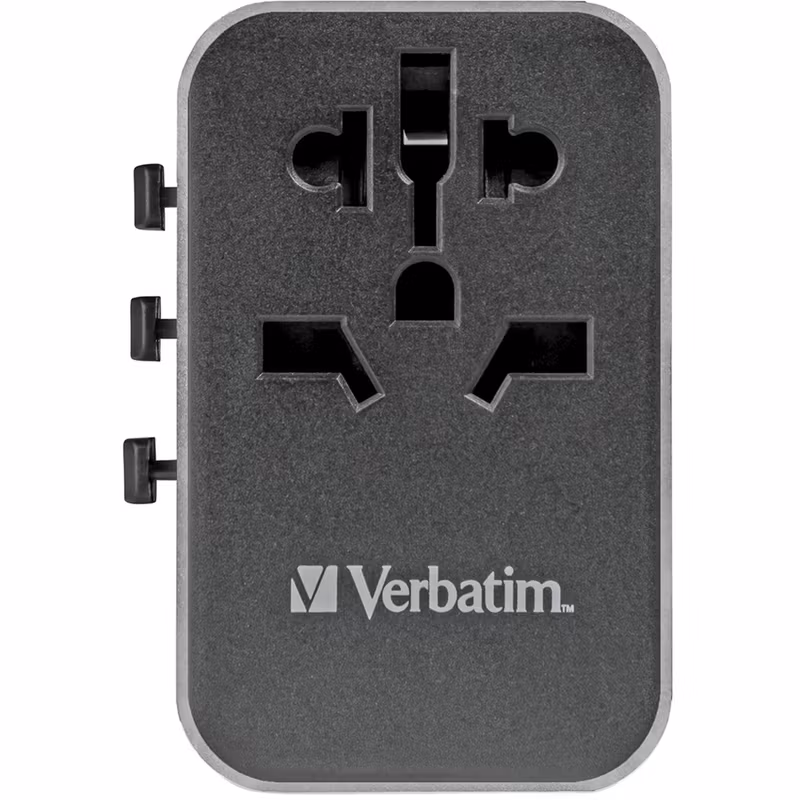 Verbatim universal travel adapter UTA-04, travel plug (black/silver, 3x USB-A, 2x USB-C)