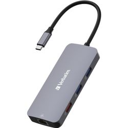 Verbatim Verbatim USB-C Pro multiport hub CMH-09, 9 port, docking station (grey, HDMI, RJ-45, 3x USB-A, 2x USB-C, PD, SD, microSD)