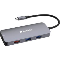 Verbatim Verbatim USB-C Pro multiport hub CMH-09, 9 port, docking station (grey, HDMI, RJ-45, 3x USB-A, 2x USB-C, PD, SD, microSD)