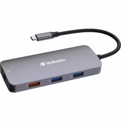 Verbatim Verbatim USB-C Pro multiport hub CMH-09, 9 port, docking station (grey, HDMI, RJ-45, 3x USB-A, 2x USB-C, PD, SD, microSD)