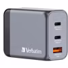 Verbatim GaN laddare 65W 1x USB-A 2x USB-C
