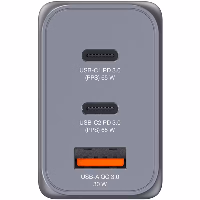 Verbatim GaN laddare 65W 1x USB-A 2x USB-C