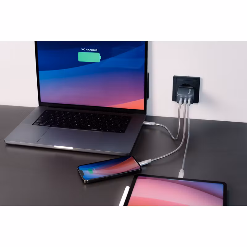 Verbatim GaN laddare 65W 1x USB-A 2x USB-C