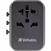 Verbatim universal travel adapter UTA-03, travel plug (black/silver, 2x USB-A, 3x USB-C)