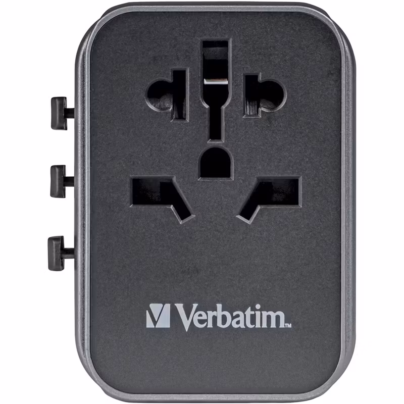 Verbatim universal travel adapter UTA-03, travel plug (black/silver, 2x USB-A, 3x USB-C)