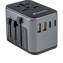 Verbatim universal travel adapter UTA-03, travel plug (black/silver, 2x USB-A, 3x USB-C)