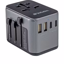 Verbatim universal travel adapter UTA-03, travel plug (black/silver, 2x USB-A, 3x USB-C)